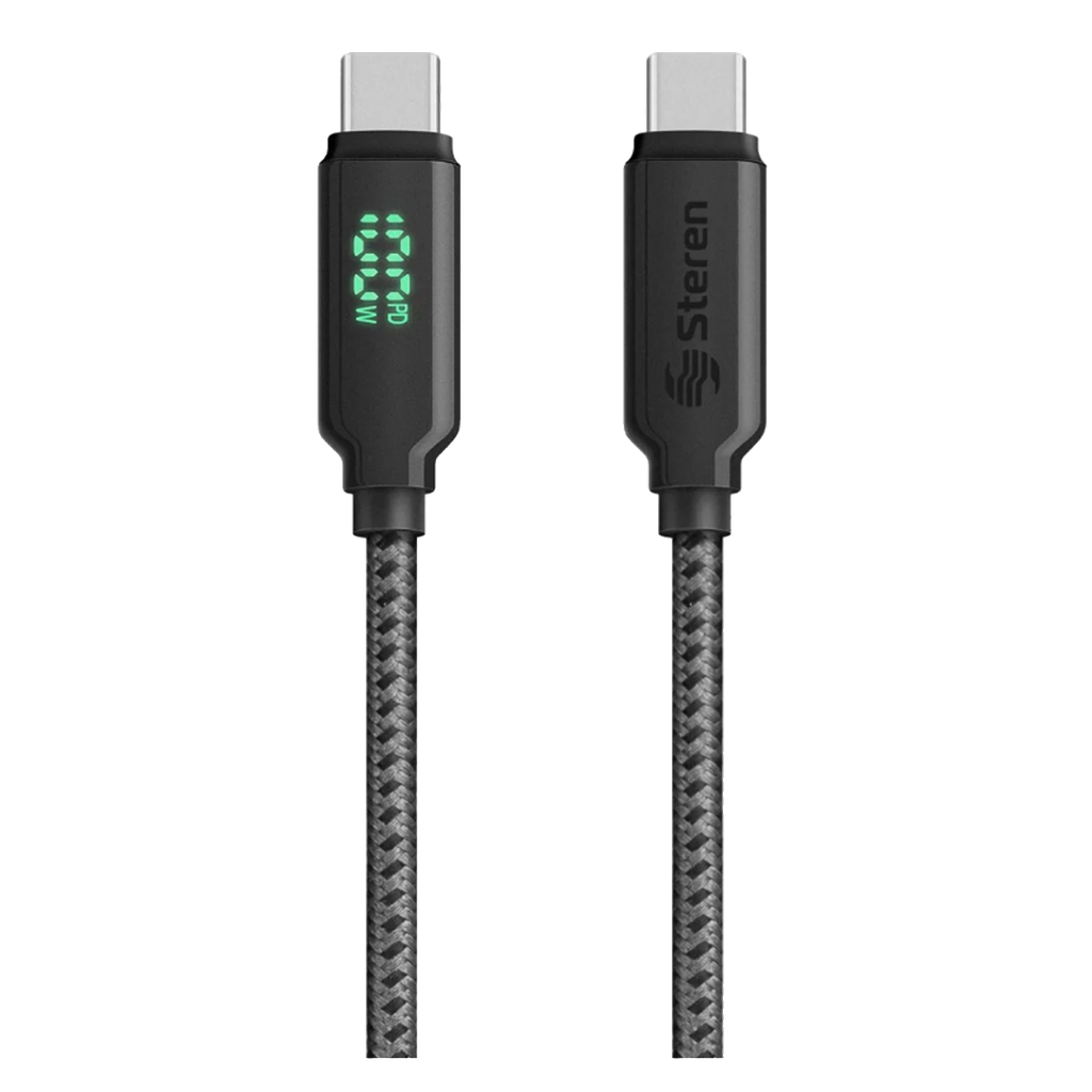 Cable USB C 2m 100W Steren  c/display con la potencia de carga