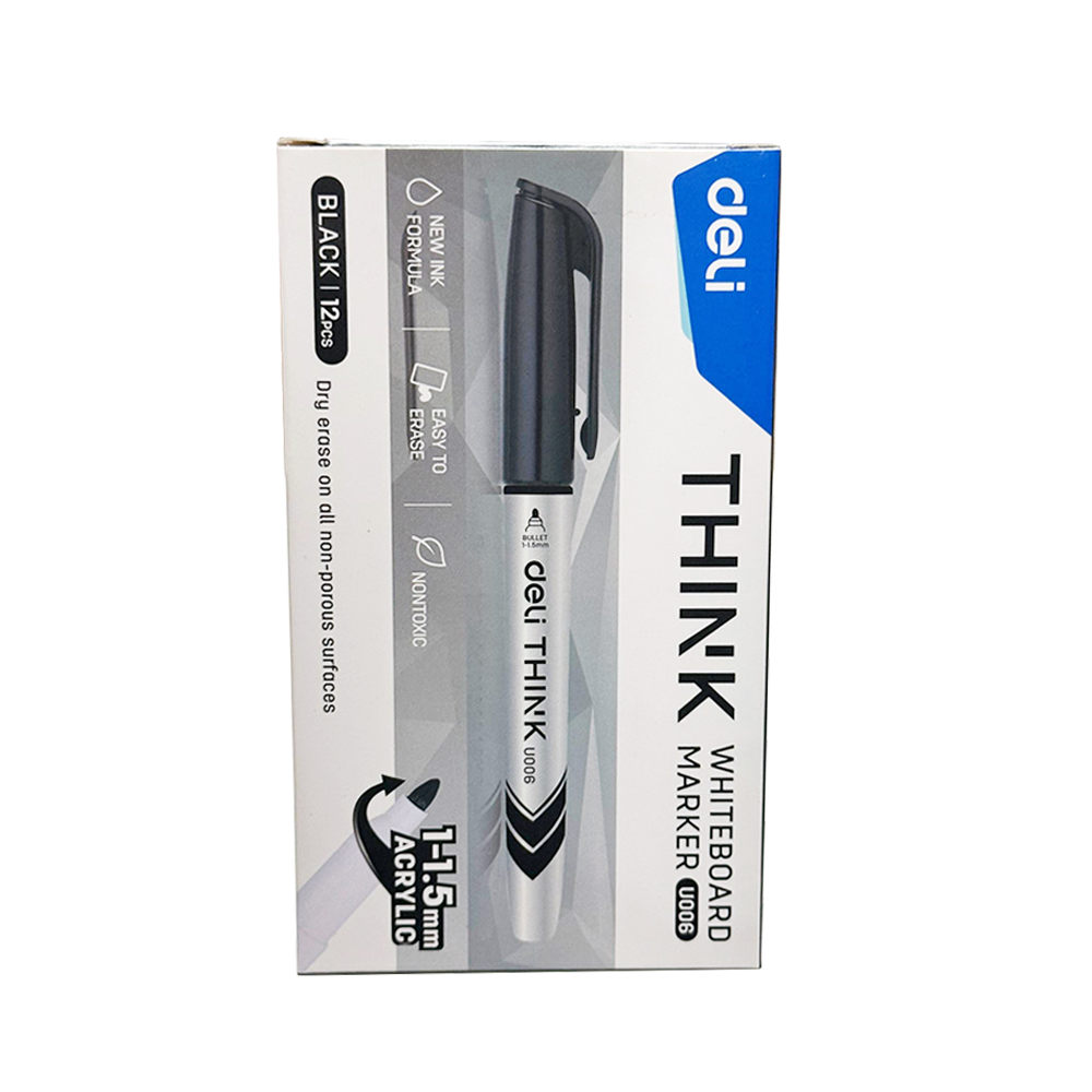 Marcador Pizarra Blanca Deli THINK Punta Bala 1.5mm Tinta Negra *UMV-1 caja de 12und*