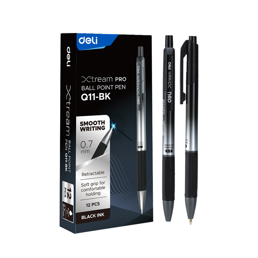 Boligrafo Punta de Bala 0.7 mm Xtream Pro Retráctil Tinta Negra Deli *UMV-1 caja de 12und*