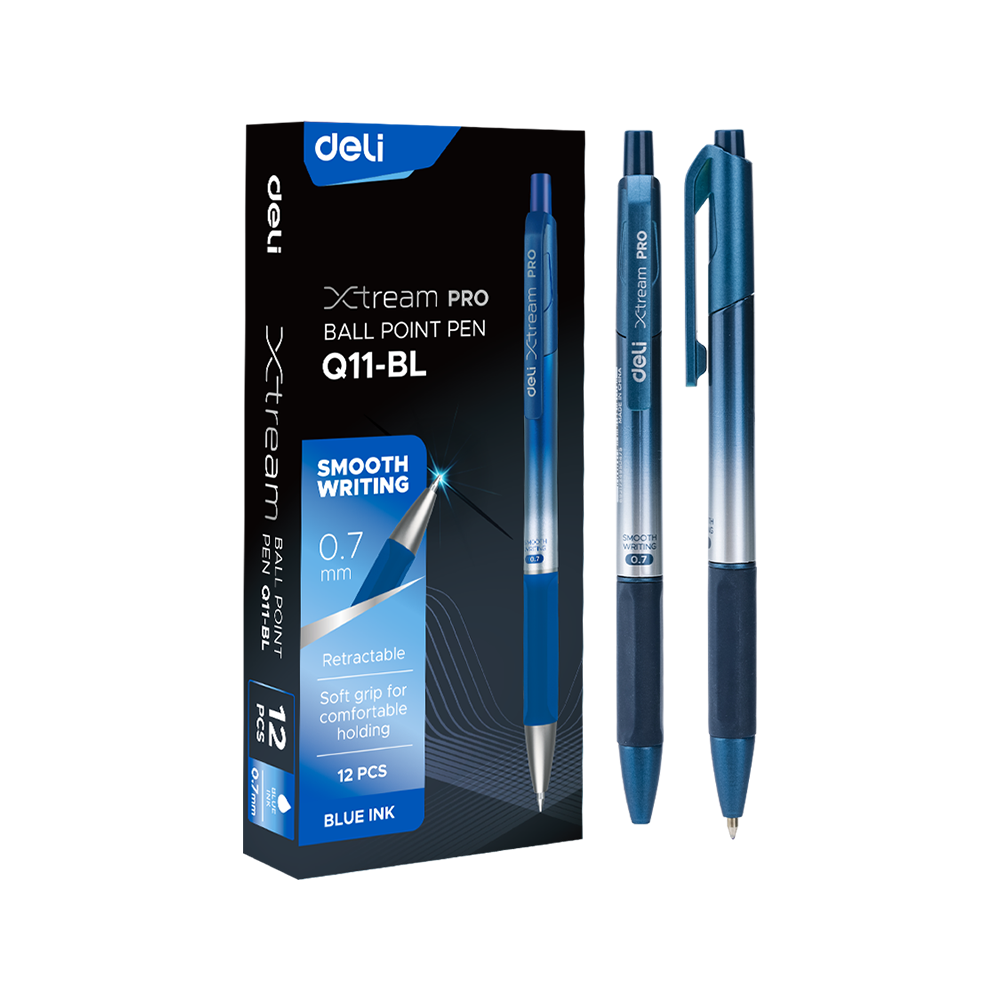 Boligrafo Punta de Bala 0.7 mm Xtream Pro Retráctil Tinta Azul Deli *UMV-1 caja de 12und*