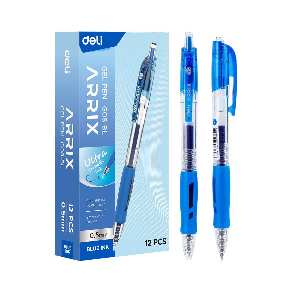 Boligrafo de Gel Punta de Bala 0.5 mm Retráctil Tinta Azul Deli *UMV-1 caja de 12und*