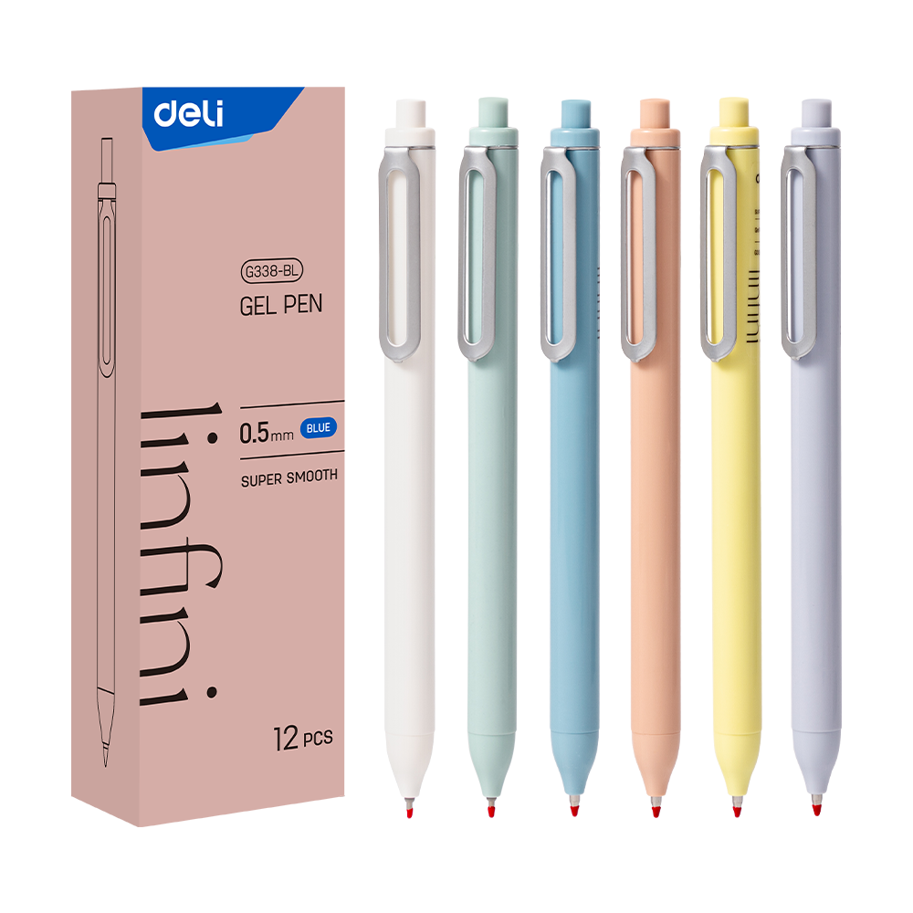 Bolígrafo azul de gel c/grip retráctil Iinfini Deli *UMV-1 caja de 12und*