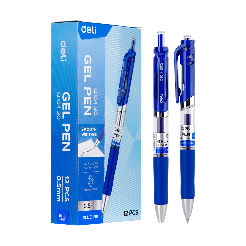 Boligrafo de Gel Punta de Bala 0.5 mm Retráctil Tinta Azul Deli *UMV-1 caja de 12und*