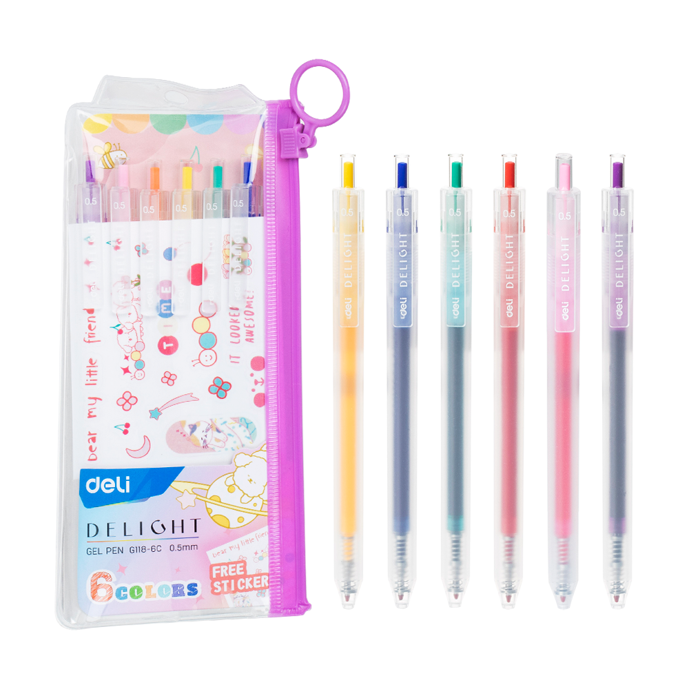 Boligrafo Gel Punta de Bala 0.5 mm 6 Colores Surtidos Deli *UMV-1 set*