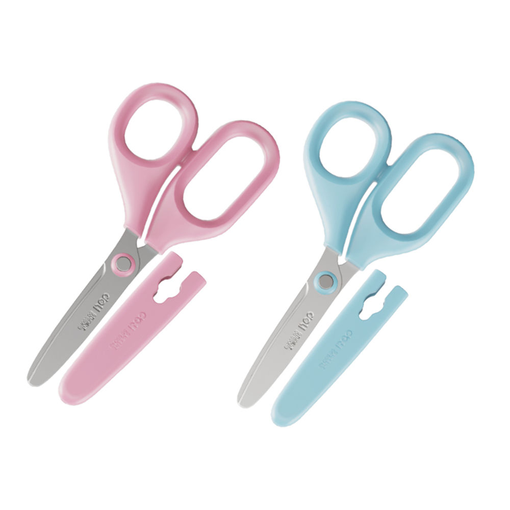 Tijera Escolar p/roma 140mm Yoyin Deli rosado y celeste *UMV-Inner de 12und surtidos*