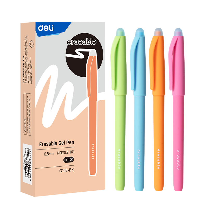 Boligrafo de Gel Borrable con Tapa Tinta Negra Punta Aguja 0.5 mm Deli *UMV-1 caja de 12und*