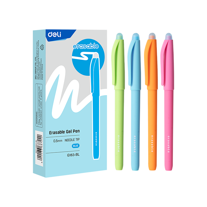 Boligrafo de Gel Borrable con Tapa Tinta Azul Punta Aguja 0.5 mm Deli *UMV-1 caja de 12und*