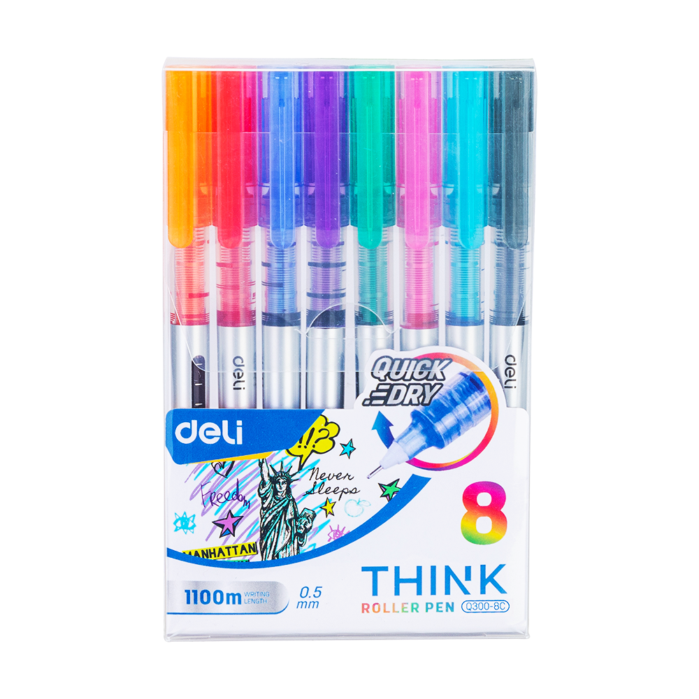 Boligrafo Roller Punta Aguja 0.5 mm Deli Surtido x 8 Unidades *UMV-1 set*