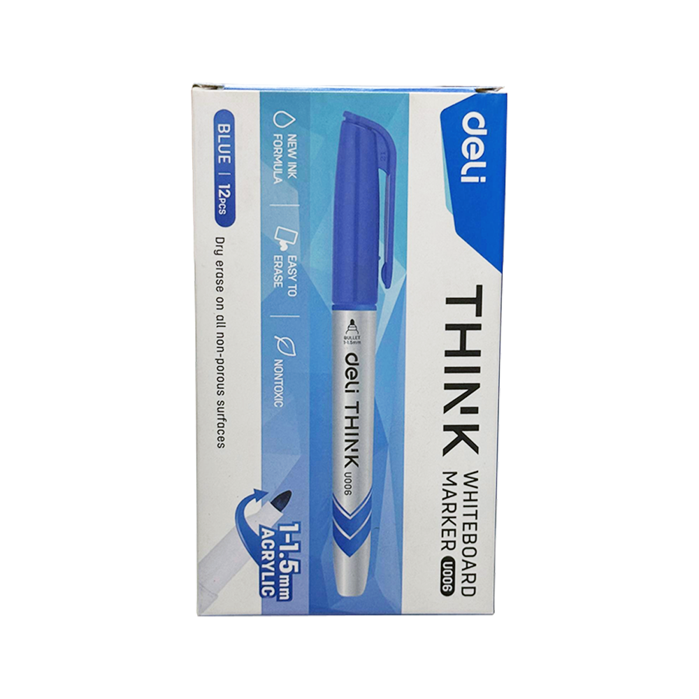Marcador Pizarra Blanca Deli THINK Punta Bala 1.5mm Tinta Azul *UMV-1 caja de 12und*