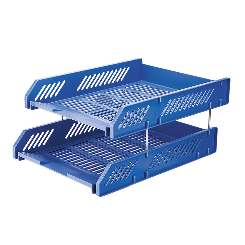 Bandeja de documentos plástico azul Deli 2 niveles A4 *UMV-1und*