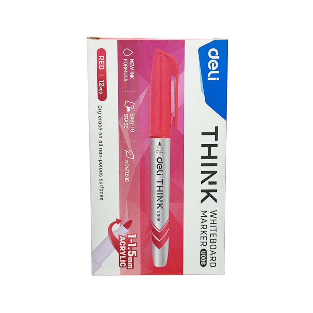 Marcador Pizarra Blanca Deli THINK Punta Bala 1.5mm Tinta Roja *UMV-1 caja de 12und*