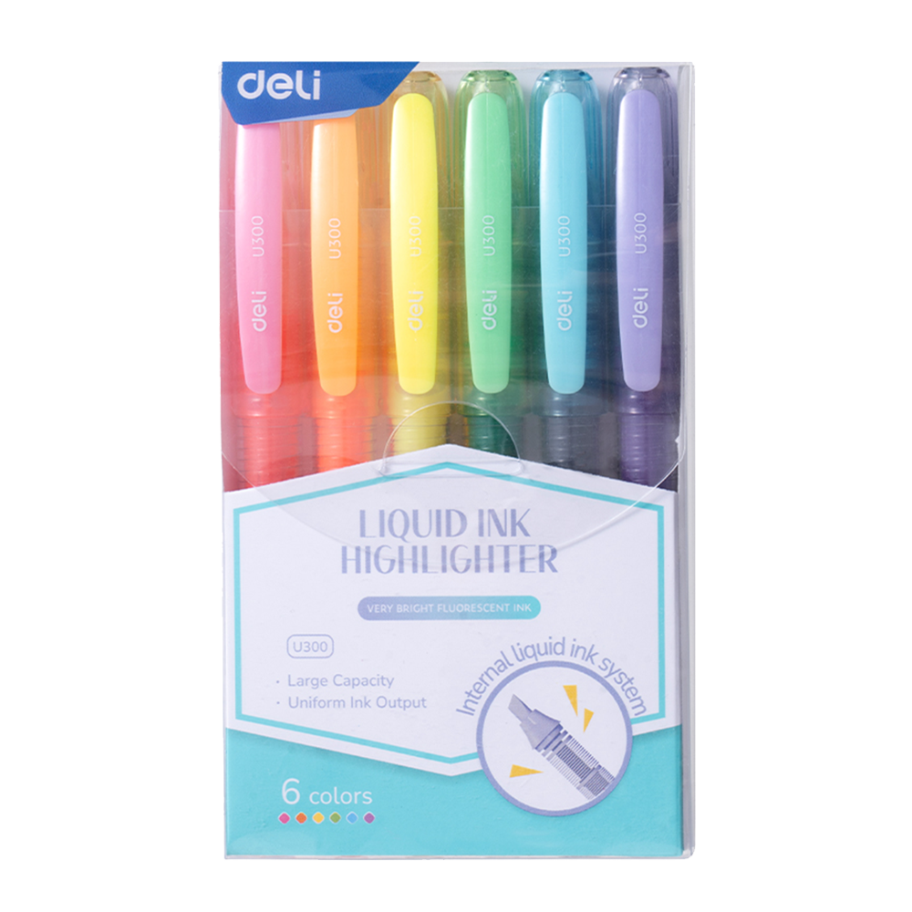 Set de Resaltador Líquido Punta Biselada 1-3.5mm Colores Surtidos Deli *UMV-1 set*