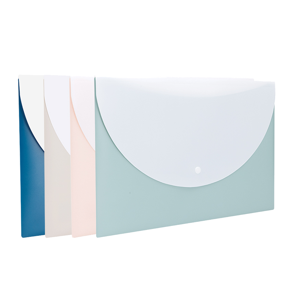 Sobre de Plástico colores surtidos c/botón Linfini A4 Deli *UMV-1 set de 4und surtidas*