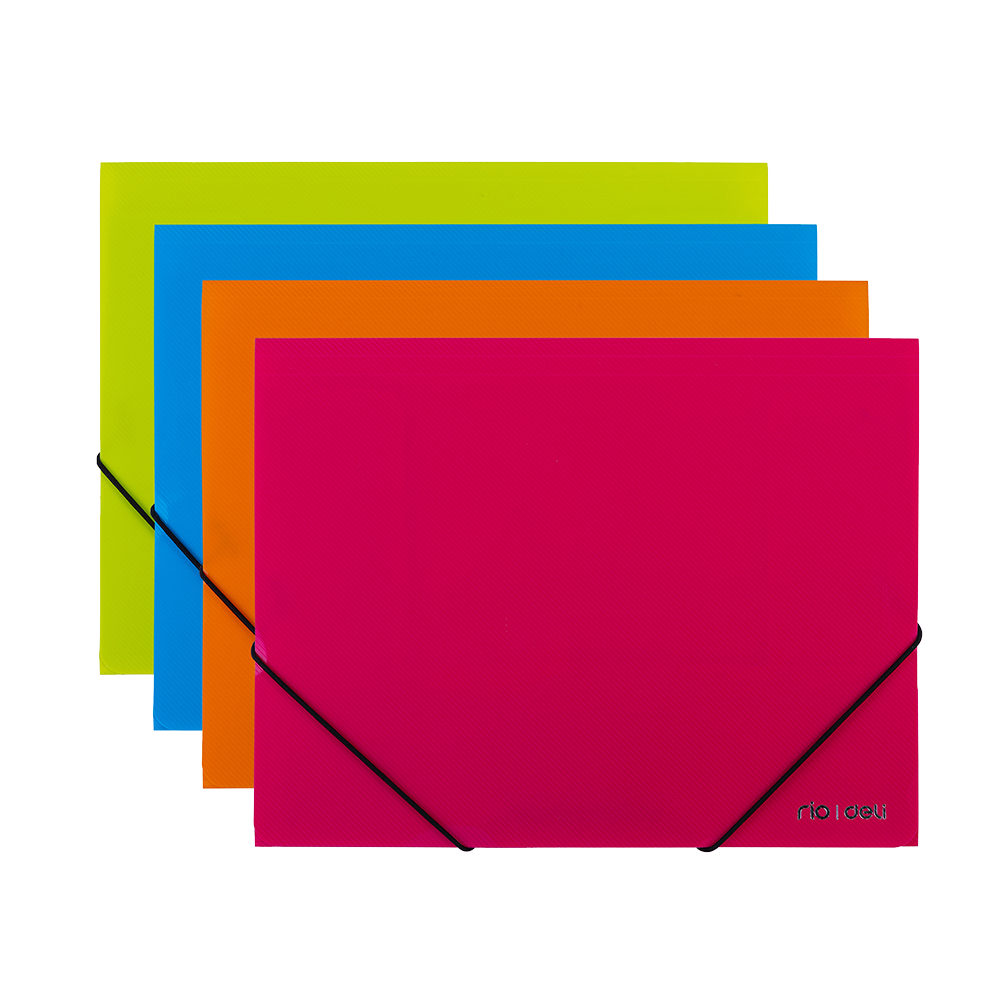 Carpeta Plástica A4 c/3 solapas cierre elástico Deli *UMV-10 und surtidas*