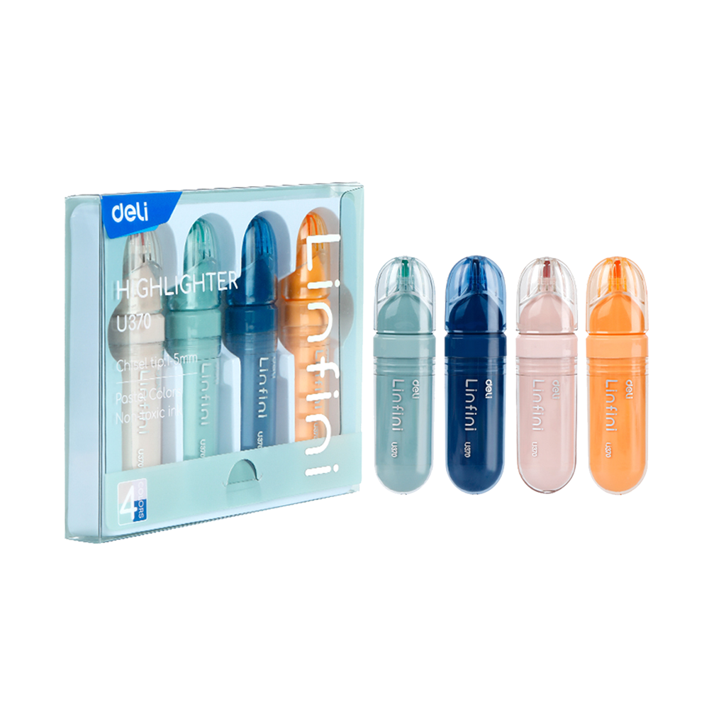 Resaltador Deli Linfini Punta Biselada 1-5mm 4 Colores Surtidos *UMV-1 set*
