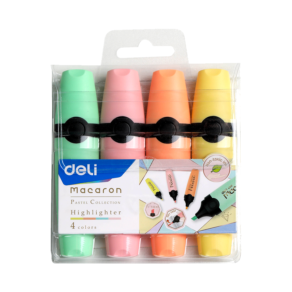 Resaltador Deli Macaron Punta Biselada 1-5mm Colores Pastel Surtidos *UMV-1 set*