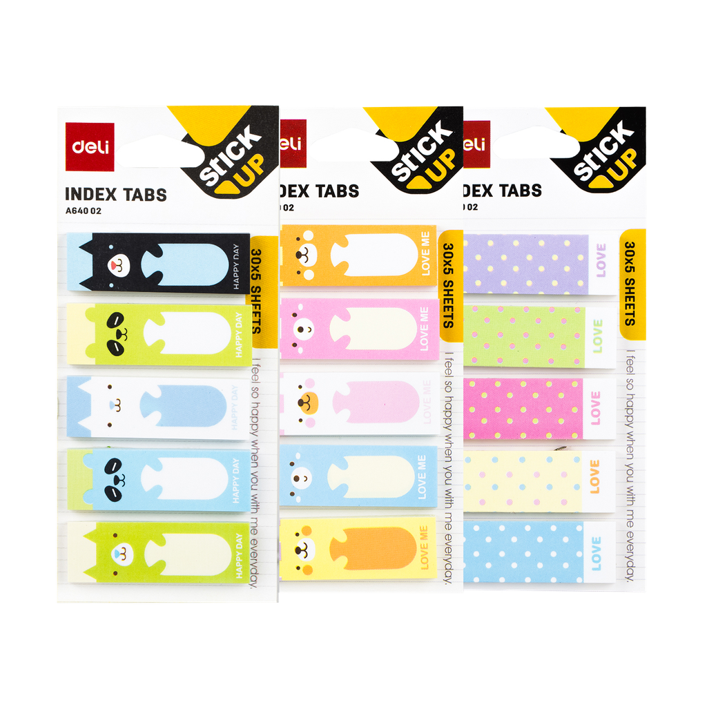 Notas Adhesivas - banderitas diseño Deli 45x15mm *UMV-12 packs*