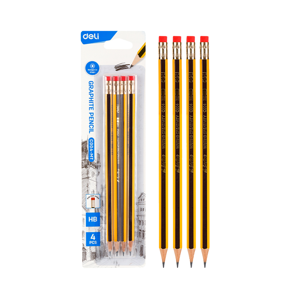 Lapiz de Grafito HB Deli blister de 4und *UMV-1 blister*