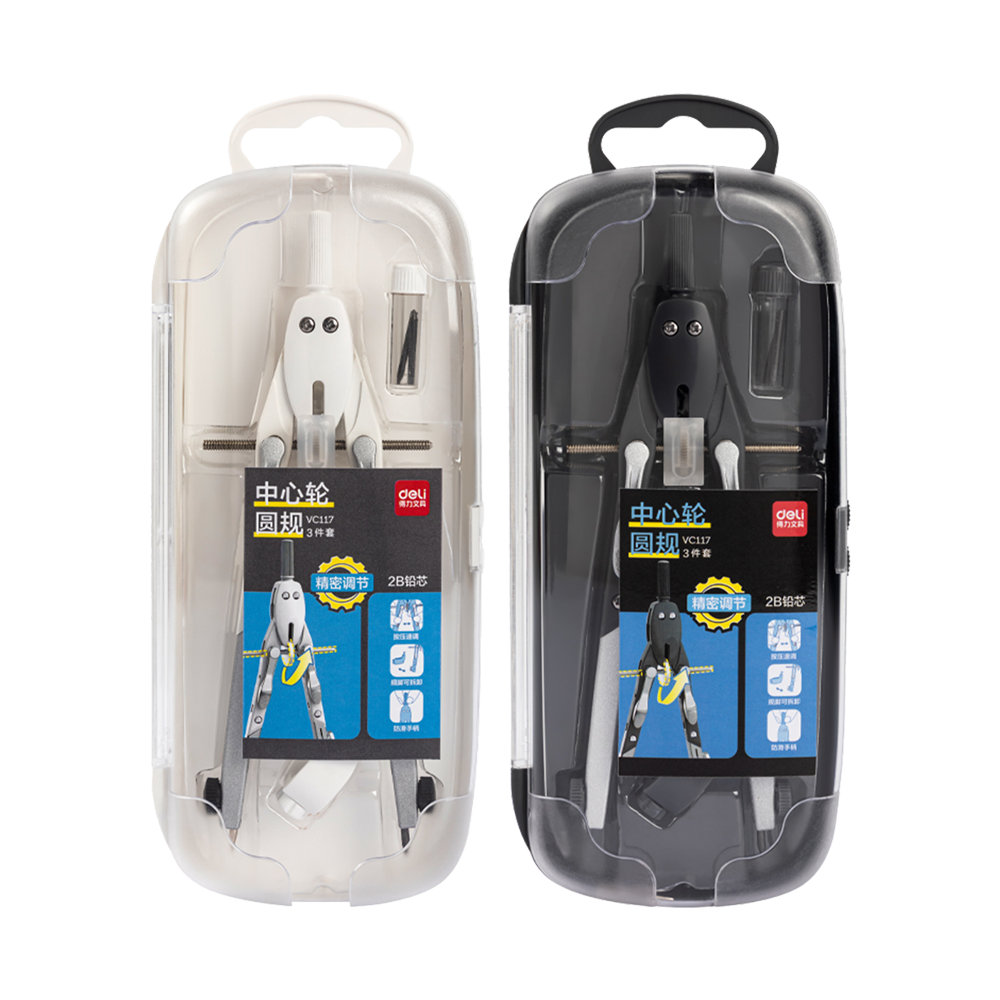 Compás Metálico de Precisión Deli c/Minas o Lapíz estuche *UMV-1und*