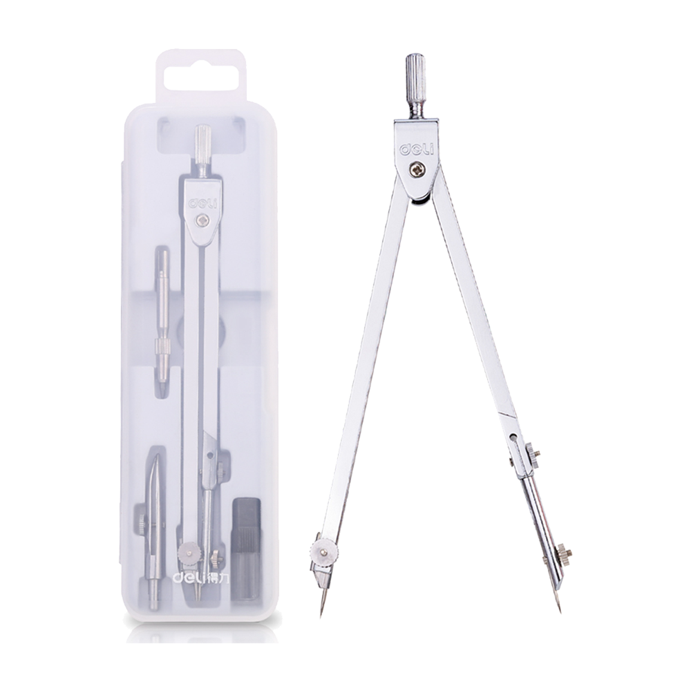 Juego de Compás Metálico Deli 4 piezas estuche *UMV-1und*