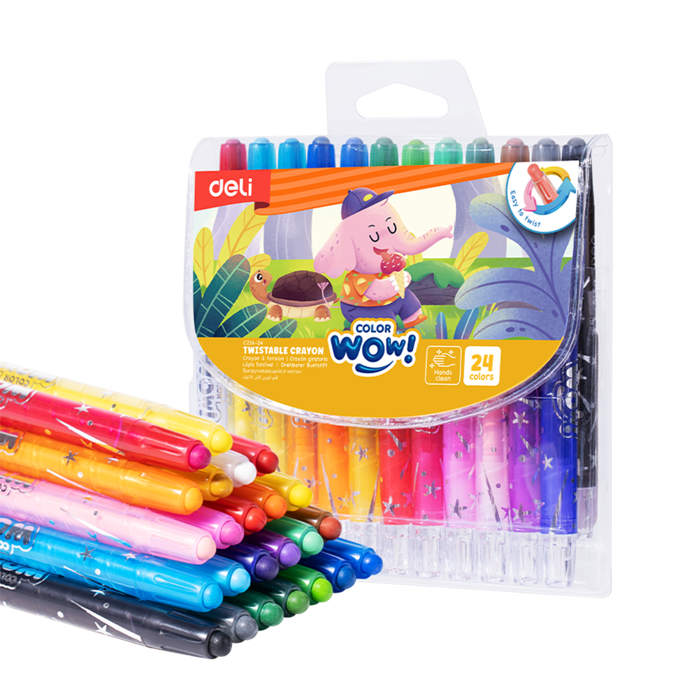 Creyones de Cera Enroscables ColorWow Deli estuche 24 colores *UMV-Inner de 12 cajas*