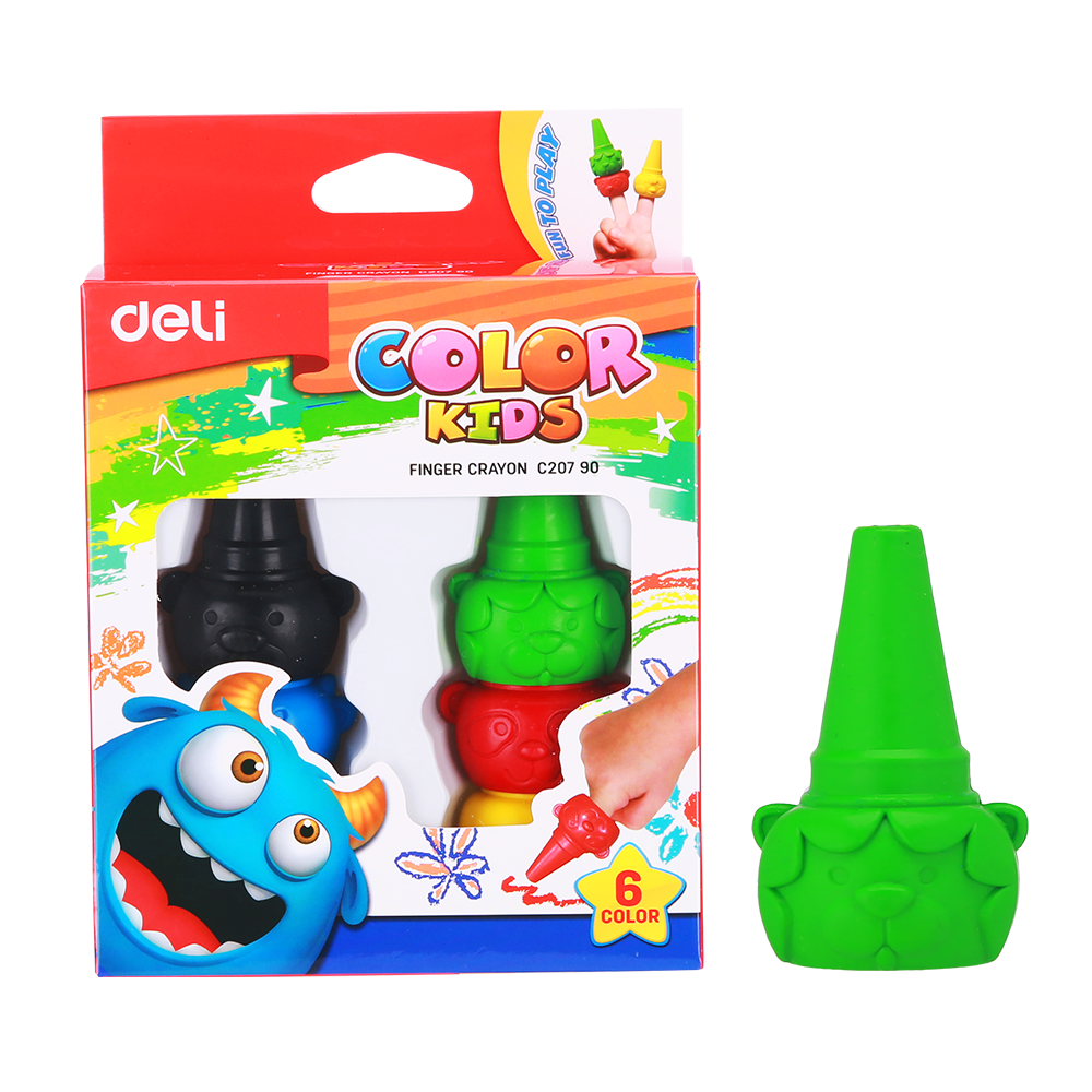 Creyones de Cera para Dedo ColorKids Deli Caja 6 colores *UMV-Caja 6 Creyones*