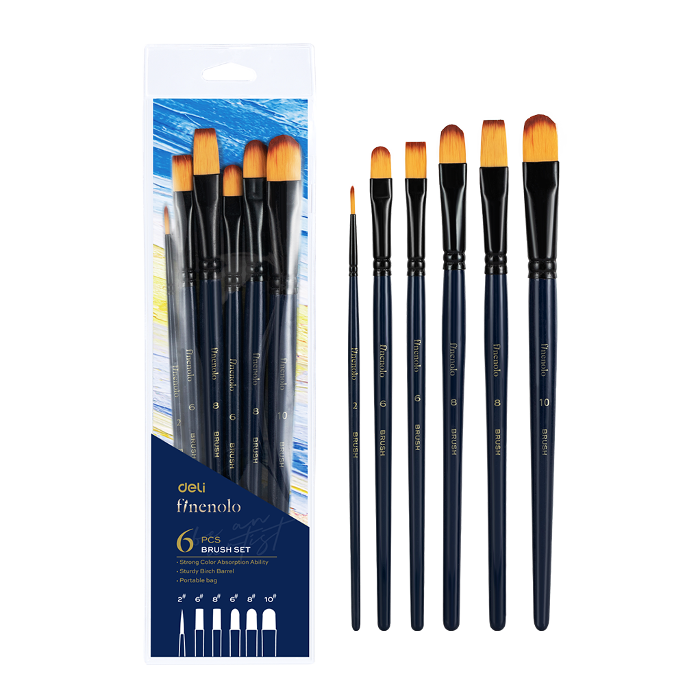 Set 6 Pinceles Finenolo Deli para Acrílico estuche *UMV- 1 Set*