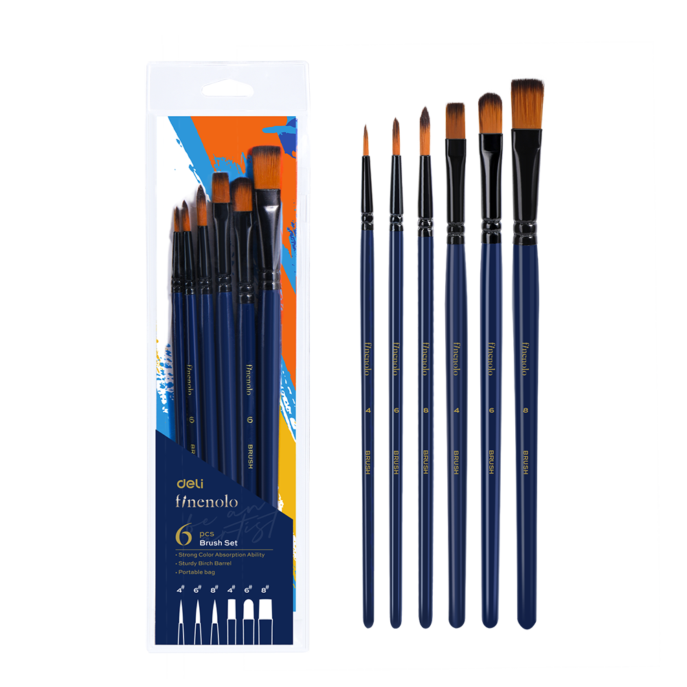 Set 6 Pinceles Finenolo Deli para Acuarela estuche *UMV- 1 Set*