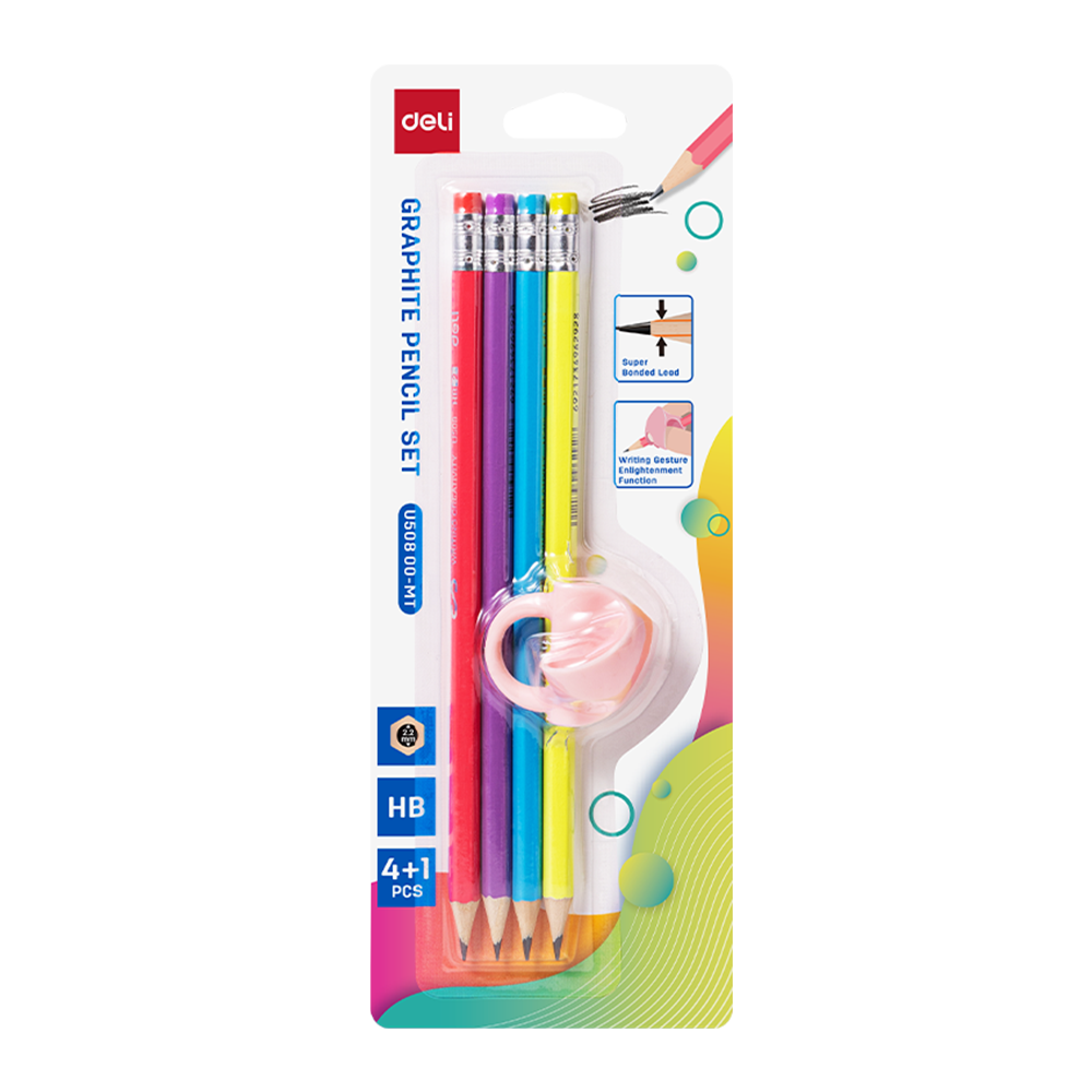 Lapiz de Grafito HB Deli c/Grip blister de 4und *UMV- 12 blisters*