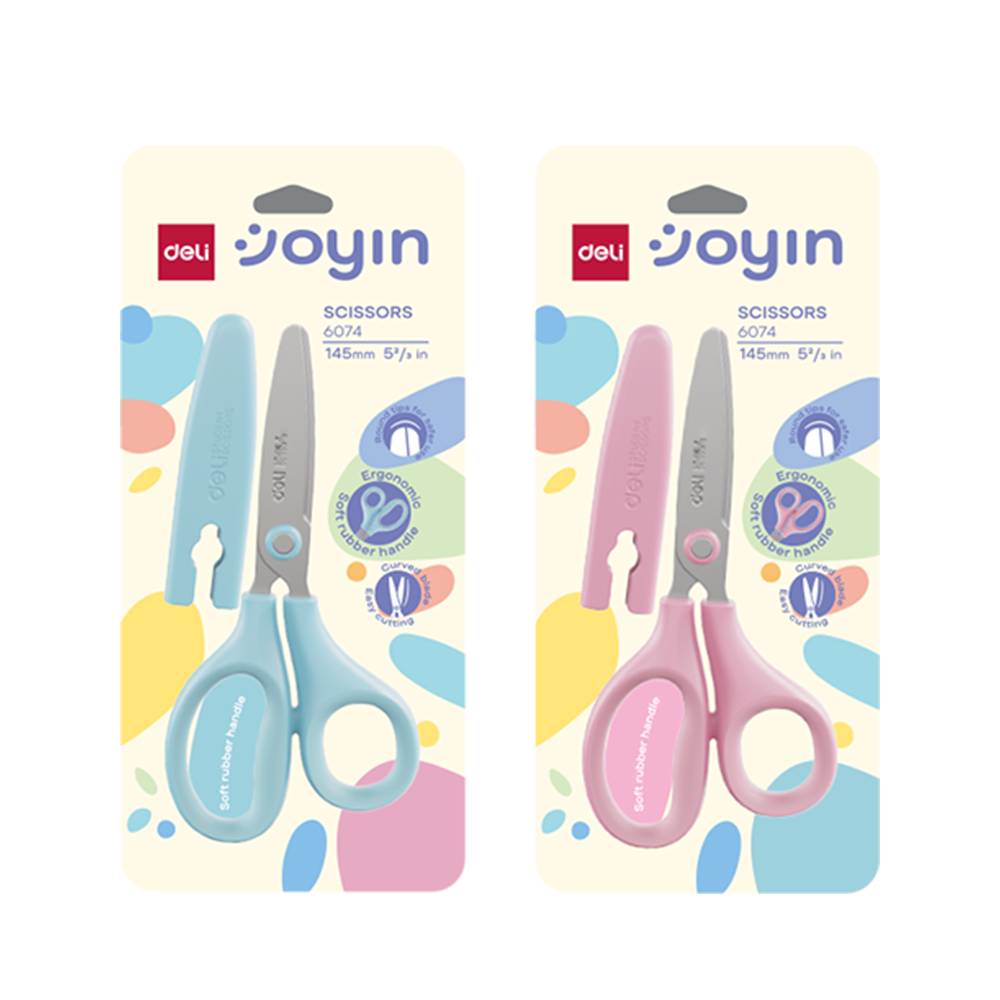 Tijera Escolar 145mm Rosado/Azul Deli display *UMV- 1 display 12 und*