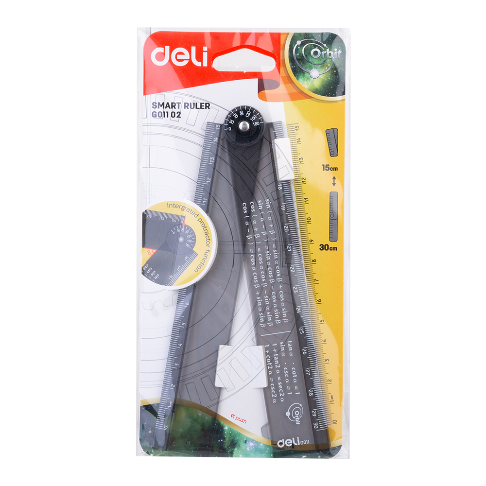 Regla Plástica Plegable Negro Transparente 30cm Deli *UMV-Inner 36 und*