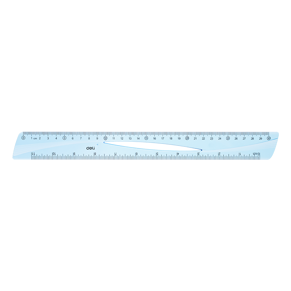 Regla Plástica Azul Transparente 30cm Deli *UMV-Inner 30 und*