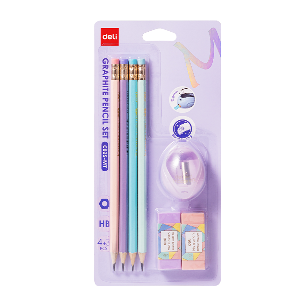 Lapiz de Grafito HB Macaron-Deli Blister de 4und *UMV-1 blister*