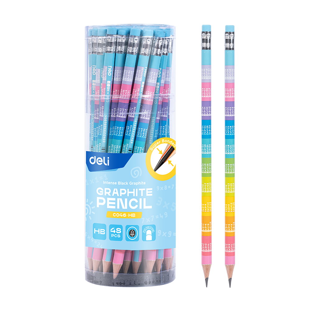 Lápiz de Grafito HB Arcoiris Deli Tubo 48 un *UMV- 1 Tubos*