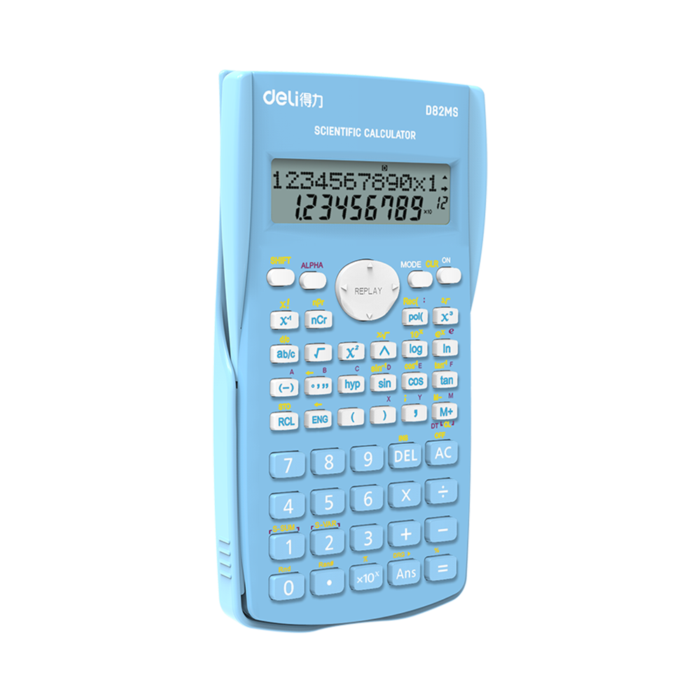 Calculadora Científica Pantalla de dos líneas - 10+2 dígitos Azul Claro Deli *UMV-1und*