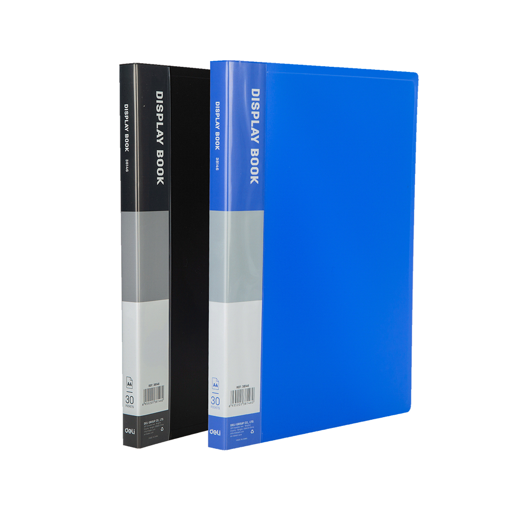 Carpeta Tipo Catálogo Azul/Negro A4 de 30 pág Deli *UMV- 6 und surtidas*