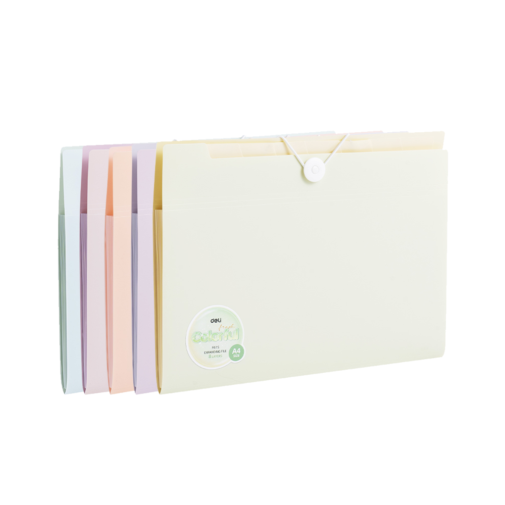 Archivador expandible Macaron Deli A4 8 espacios *UMV- 6 und Surtidas*