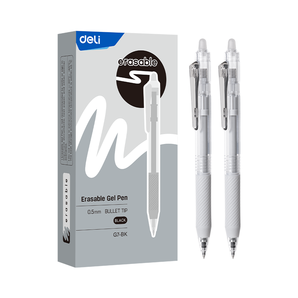 Bolígrafo de gel borrable Retractil 0,5 mm, Negro Deli *UMV-1 Caja de 12u*