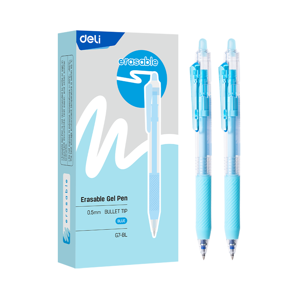 Bolígrafo de gel borrable Retráctil 0,5 mm, Azul Deli *UMV-1 Caja de 12u*