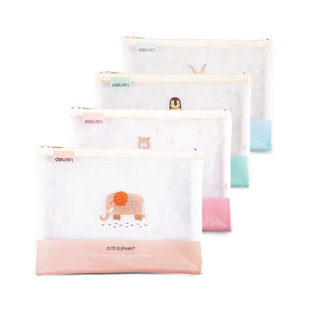 Sobre Plástico A4 Deli con Cierre Zip Motivos de Animales Surtidos *UMV-1 pack 12 und*