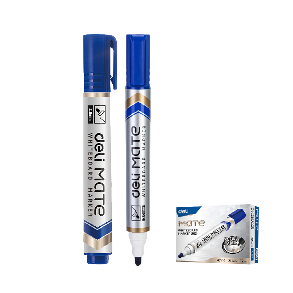 Marcador de Pizarra azúl p/redonda Mate 2mm-Deli *UMV-1 caja de 12und*