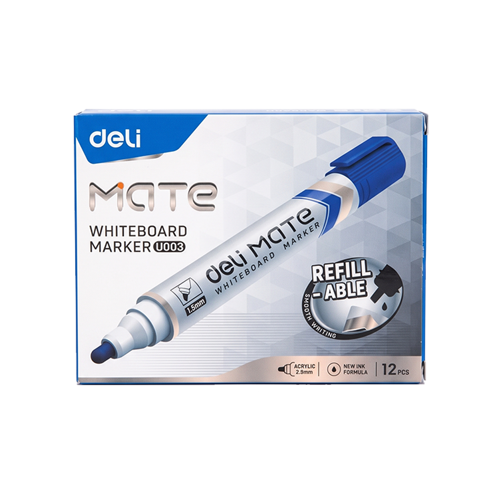 Marcador para Pizarra Blanca Deli MATE Punta Redonda 2.0 mm Tinta Azul *UMV-1 caja de 12und*