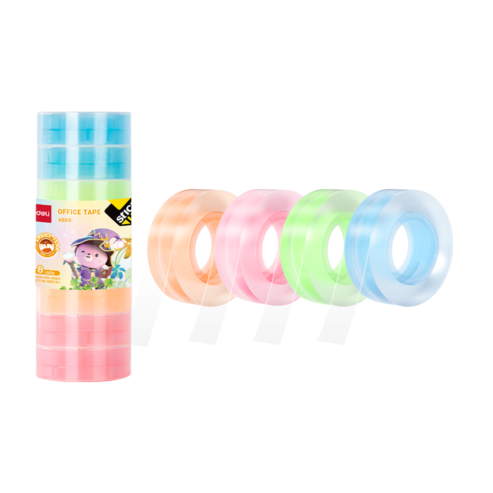 Cinta Adhesiva Transparente Color Deli 18mmx25m tubo d/8 cintas *UMV-1 tubo 8 cintas*