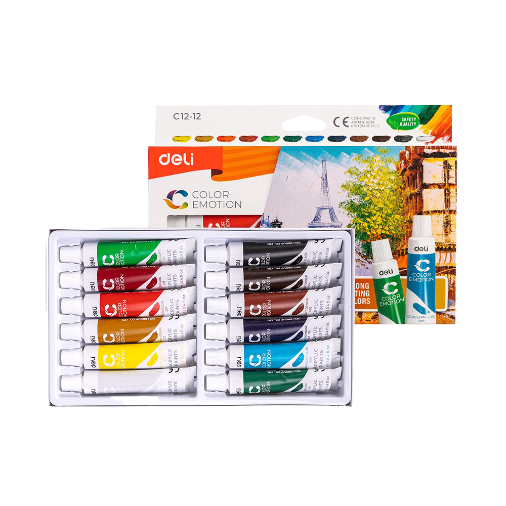 Set Pintura Acrilica Color Emotion Deli 12 ml 12 colores *UMV-1 set*