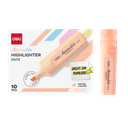 Resaltador Deli Accentio Punta Biselada 1-5mm Naranja Pastel Set x10 Unidades *UMV-1 caja de 10und*