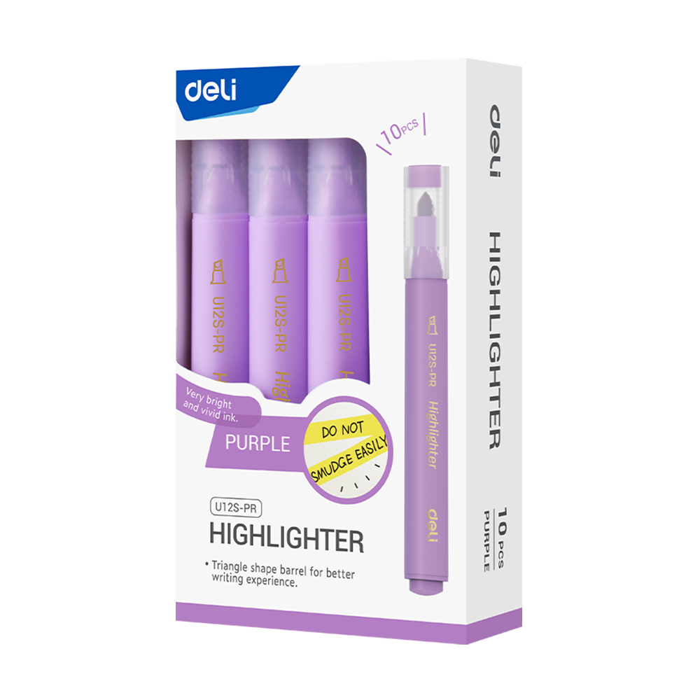 Resaltadores Deli Punta Biselada 1-4 mm Cuerpo Triangular Morado *UMV-1 caja de 10und*