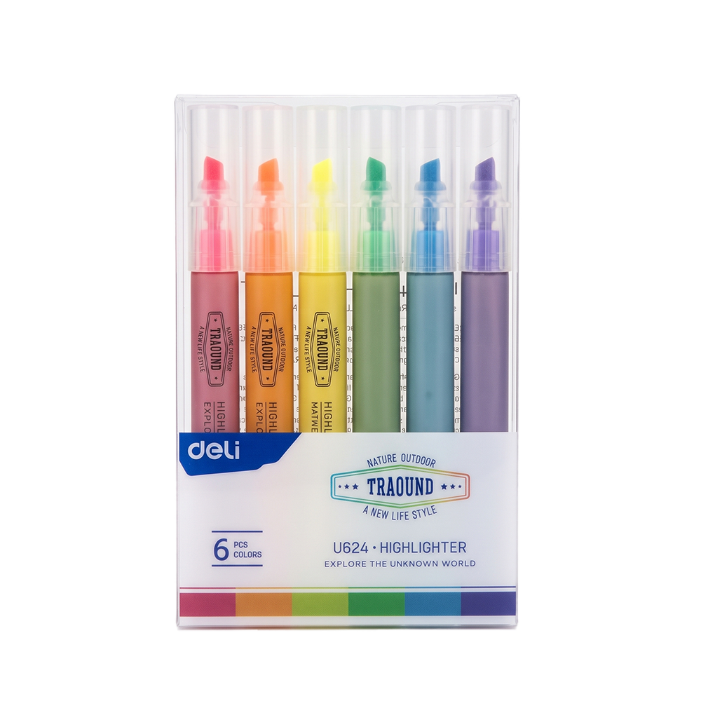 Set de Resaltador Fluorescente Punta Biselada 3.5mm Colores Surtidos Deli *UMV-1 set*