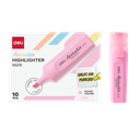 Resaltador Deli Accentio Punta Biselada 1-5mm Rosado Pastel Set x10 Unidades *UMV-1 caja de 10und*