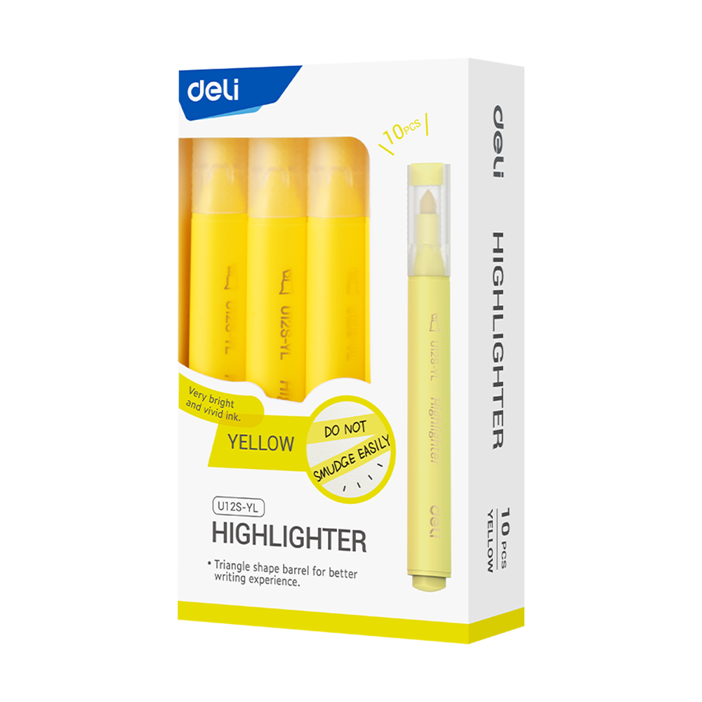 Resaltadores Deli Punta Biselada 1-4 mm Cuerpo Triangular Amarillo *UMV-1 caja de 10und*