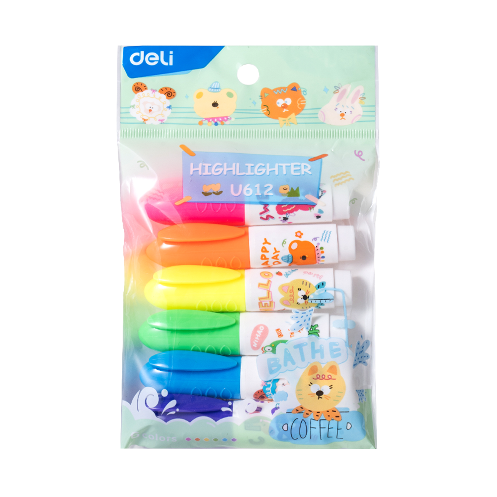 Mini Resaltadores 6 colores p/biselada Deli *UMV-1 bolsa*